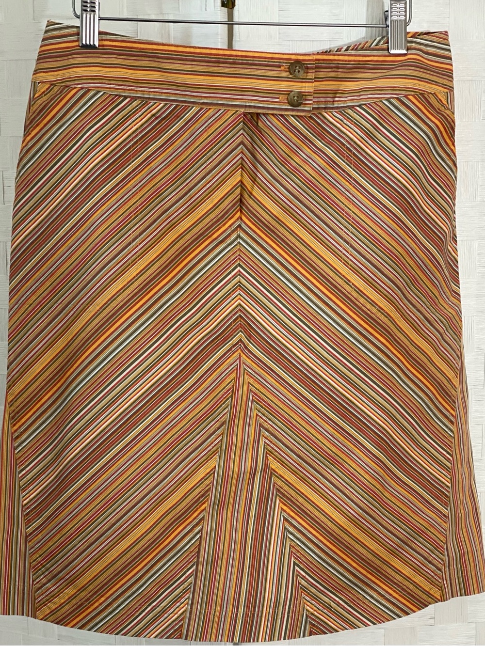 Petite Diagonal Stripe Cotton Blend Skirt in Yellow, Red, Tan